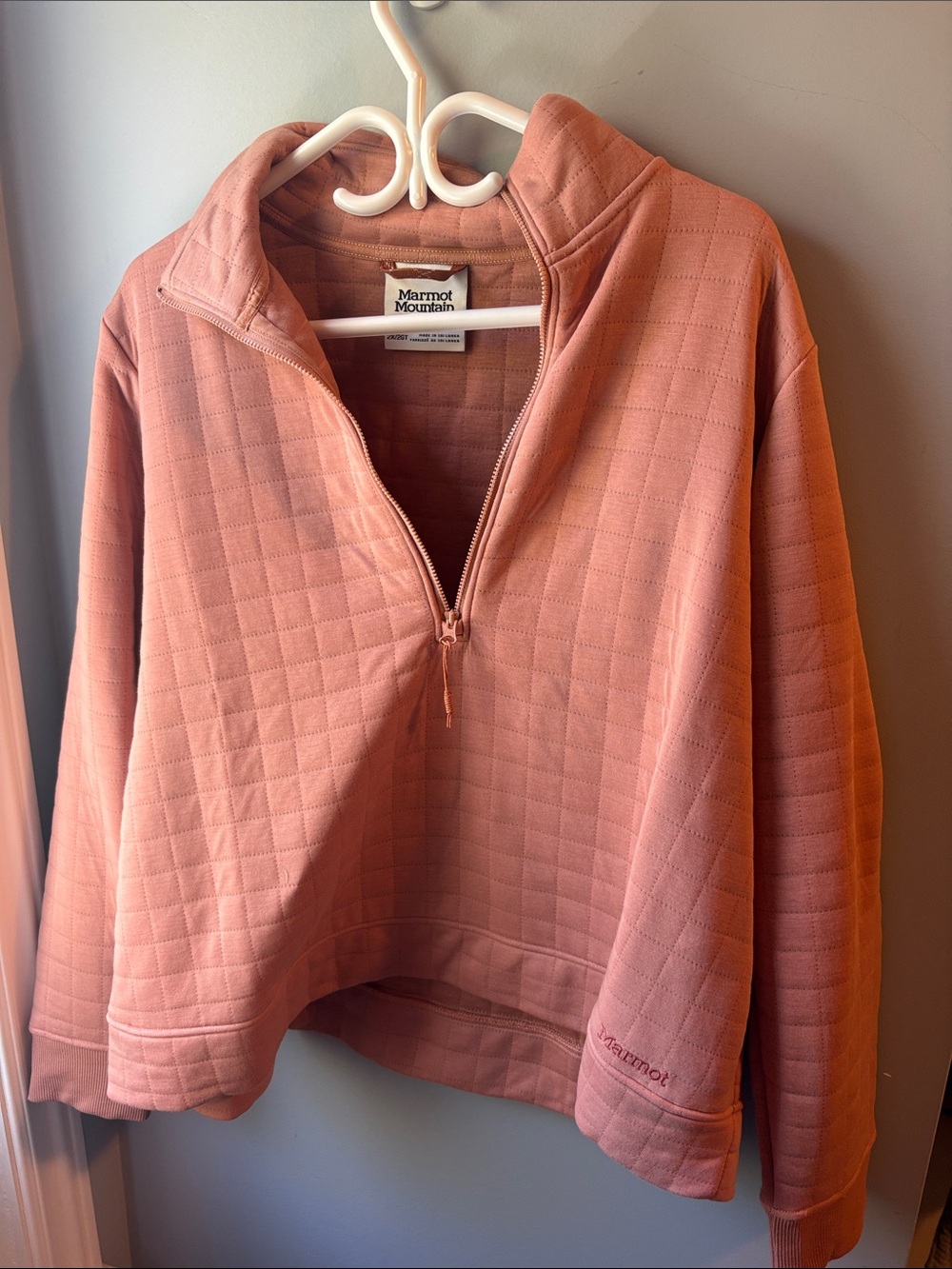 Marmot Quilted Half-Zip Pullover in Dusty Rose